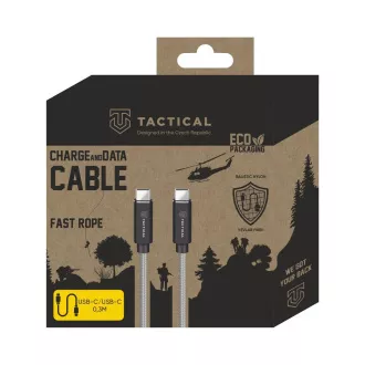 Cablu tactic cu frânghie rapidă aramidă USB-C/USB-C 100W 20V/5A 0,3m gri