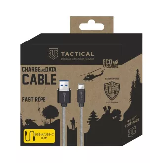 Cablu tactic cu frânghie rapidă aramidă USB-A/USB-C 0,3 m gri Cablu tactic cu frânghie rapidă aramidă USB-A/USB-C 0,3 m gri