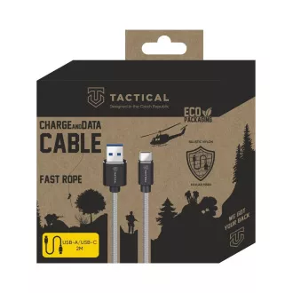 Cablu tactic cu frânghie rapidă aramidă USB-A/USB-C 2m gri