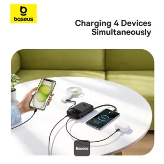 Powerbank Baseus Qpow 10000mAh 30W negru cu cablu USB-C