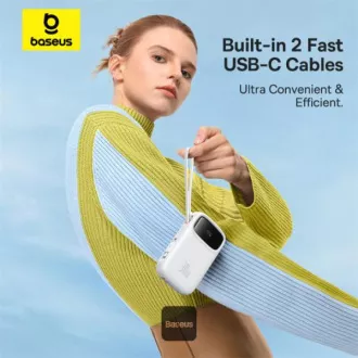 Powerbank Baseus Qpow 10000mAh 30W alb cu cablu USB-C