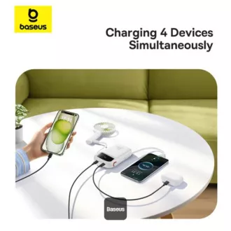 Powerbank Baseus Qpow 10000mAh 30W alb cu cablu USB-C
