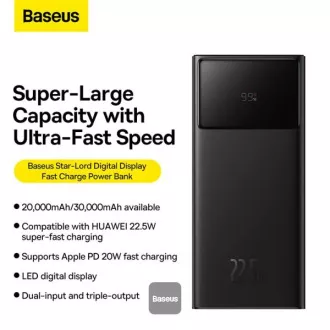 Acumulator extern Baseus Star-Lord 30000 mAh 22.5W USB/USB-C negru