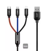 Cablu de date Baseus 3in1 microUSB+Lightning+USB-C 1,2m 3,5A