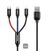 Cablu de date Baseus 3in1 microUSB+Lightning+USB-C 1,2m 3,5A