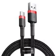 Cablu de date Baseus Cafule USB-C 2m 2A roșu-negru