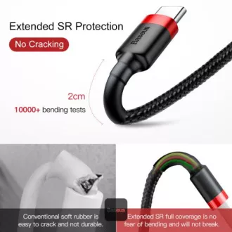 Cablu de date Baseus Cafule USB-C 2m 2A roșu-negru Cablu de date Baseus Cafule USB-C 2m 2A roșu-negru