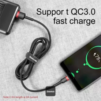 Cablu de date Baseus Cafule USB-C 2m 2A roșu-negru Cablu de date Baseus Cafule USB-C 2m 2A roșu-negru
