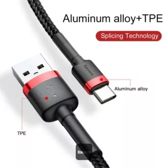 Cablu de date Baseus Cafule USB-C 2m 2A roșu-negru Cablu de date Baseus Cafule USB-C 2m 2A roșu-negru