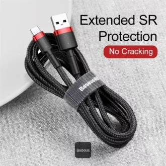 Cablu de date Baseus Cafule USB-C 2m 2A roșu-negru Cablu de date Baseus Cafule USB-C 2m 2A roșu-negru