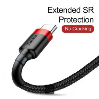 Cablu de date Baseus Cafule USB-C 2m 2A roșu-negru Cablu de date Baseus Cafule USB-C 2m 2A roșu-negru