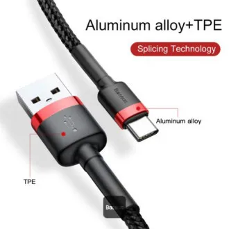 Cablu de date Baseus Cafule USB-C 2m 2A roșu-negru Cablu de date Baseus Cafule USB-C 2m 2A roșu-negru