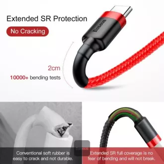 Cablu de date Baseus Cafule USB-C 2m 2A rosu