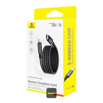 Cablu magnetic de date Baseus Tungsten Gold USB-C/USB-C 1m 100W negru