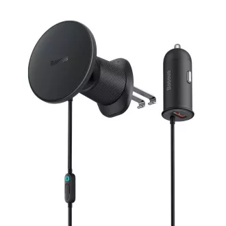 Suport magnetic Baseus pentru gratar de ventilatie cu incarcator USB-A 15W+25W negru Suport magnetic Baseus pentru gratar de ventilatie cu incarcator USB-A 15W+25W negru