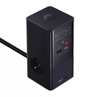 Stație de încărcare Baseus PowerCombo Tower 100W UE, neagră Stație de încărcare Baseus PowerCombo Tower 100W UE, neagră