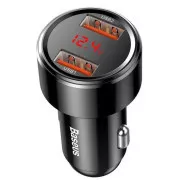 Încărcător auto Baseus Magic 2x USB 45W 6A cu afișaj negru
