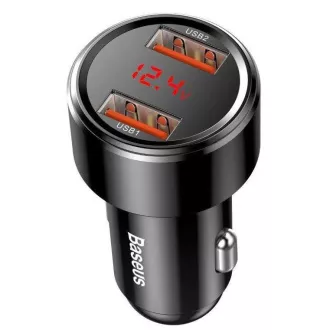 Încărcător auto Baseus Magic 2x USB 45W 6A cu afișaj negru
