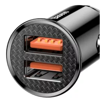 Încărcător rapid auto Baseus 2xUSB QC3.0 30W negru