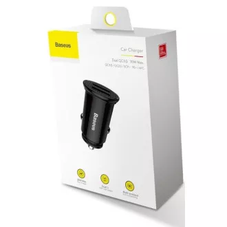 Încărcător rapid auto Baseus 2xUSB QC3.0 30W negru