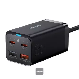 Încărcător rapid Baseus pentru rețea GaN3 Pro, 2x USB-C, 2x USB 65W negru