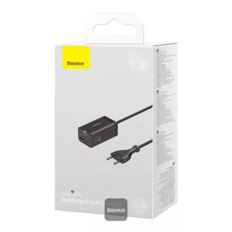 Încărcător rapid Baseus pentru rețea GaN3 Pro, 2x USB-C, 2x USB 65W negru