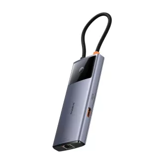 Hub Baseus Seria 2 USB 6 în 1 (USB-C/HDMI4K60Hz/USB-C(10Gbps)/USB-A(10Gbps)/RJ45/USB-C(PD) gri