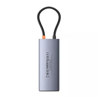 Hub Baseus Seria 2 USB 6 în 1 (USB-C/HDMI4K60Hz/USB-C(10Gbps)/USB-A(10Gbps)/RJ45/USB-C(PD) gri