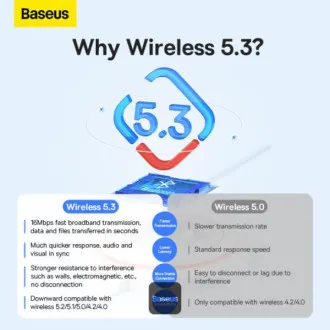 Adaptor bluetooth wireless Baseus BA07 negru Adaptor bluetooth wireless Baseus BA07 negru