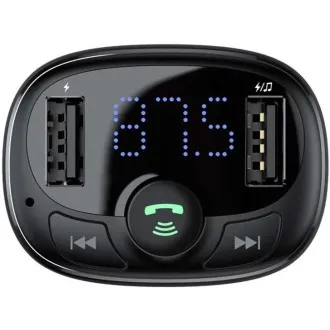Transmițător FM Bluetooth MP3 Baseus cu încărcare 2xUSB 3.4A, negru