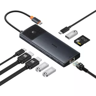 Stație de andocare Baseus Metal Gleam II Series 10 în 1 USB-C HUB, Negru Cosmic