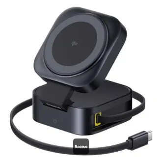 Suport de încărcare wireless magnetic Baseus PicoGo Series 2 în 1 Qi2 67W Negru