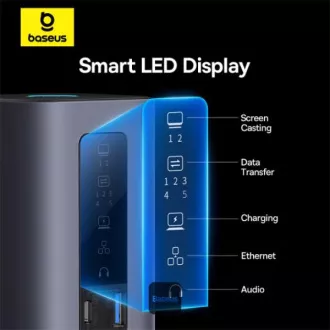 Stație de andocare Baseus Spacemate 10v1 (USB-C PD 100W, USB-C, 2x USB-A, 2x HDMI) gri