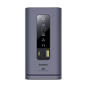 Stație de andocare Baseus Spacemate 11 în 1 (USB-C PD, USB-C, 2x USB-A, 3x HDMI) gri Stație de andocare Baseus Spacemate 11 în 1 (USB-C PD, USB-C, 2x USB-A, 3x HDMI) gri