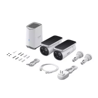 Cameră de supraveghere exterioară Baseus S1 Pro 3K (set de 2 buc. ++ stație centrală) albă