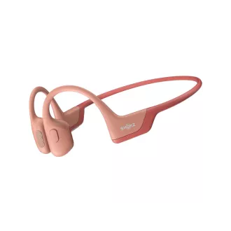 Căști Shokz OpenRun PRO Bluetooth în fața urechilor, roz