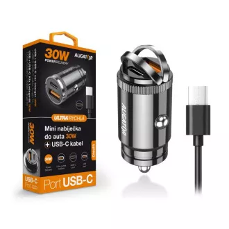 Mini încărcător auto Aligator Power Delivery 30W, USB-C + USB-A, cablu USB-C/USB-C Mini încărcător auto Aligator Power Delivery 30W, USB-C + USB-A, cablu USB-C/USB-C