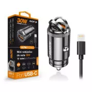 Mini încărcător auto Aligator Power Delivery 30W, USB-C + USB-A, cablu USB-C pentru iPhone/iPad