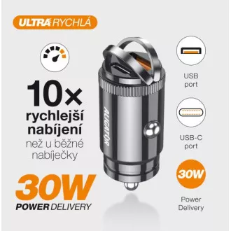 Mini încărcător auto Aligator Power Delivery 30W, USB-C + USB-A, cablu USB-C pentru iPhone/iPad Mini încărcător auto Aligator Power Delivery 30W, USB-C + USB-A, cablu USB-C pentru iPhone/iPad
