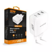 Încărcător de rețea inteligent ALIGATOR Power Delivery 40W, 2xUSB-C, alb