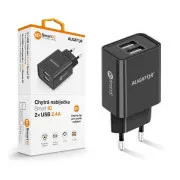 Încărcător de rețea inteligent ALIGATOR 2.4A, 2xUSB, smart IC, negru