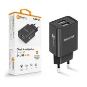 Încărcător de rețea inteligent ALIGATOR 2.4A, 2xUSB, smart IC, negru