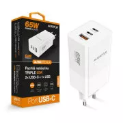 Încărcător Aligator PD65W, 2USB-C, 1xUSB-A, alb