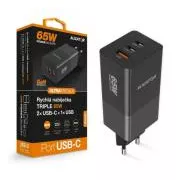 Încărcător Aligator PD65W, 2USB-C, 1xUSB-A, negru