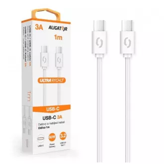 ALIGATOR Cablu de date POWER 3A, USB-C/USB-C, alb