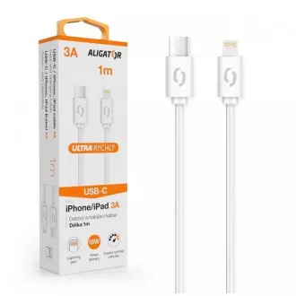 ALIGATOR Cablu de date POWER 3A, USB-C/alb fulger