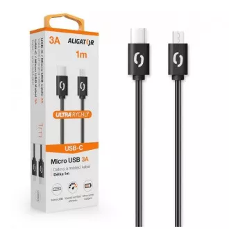 ALIGATOR Cablu de date POWER 3A, USB-C/microUSB negru