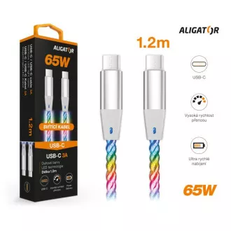 Cablu de date ALIGATOR LIGHT 3A, 65W USB-C/USB-C 0.5m