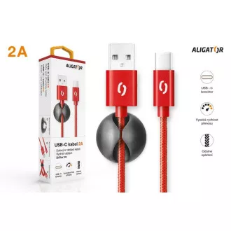ALIGATOR PREMIUM Cablu de date 2A, USB-C roșu