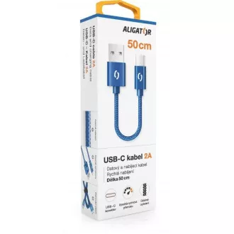 Cablu ALIGATOR PREMIUM 2A, 50cm USB-C, albastru